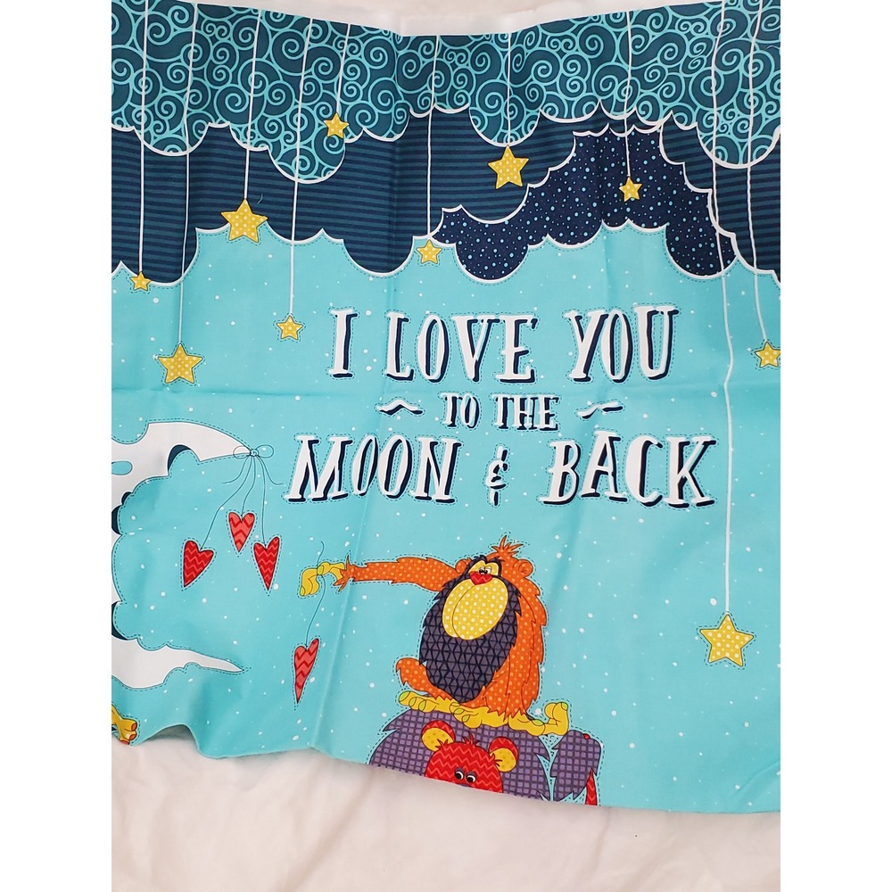 Henry Glass Moon and Back Cotton Fabric Panel Jungle Animals Nursery Quilt 24x44